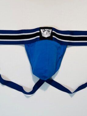 FORT TROFF Size XXL - Cotton Blend Major League Jockstrap-Blue/ Black/Navy/White